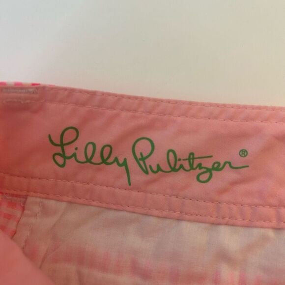 Lilly Pulitzer Pink Gingham Preppy Buttercup Chino Shorts Women's Size 2 - Picture 6 of 11
